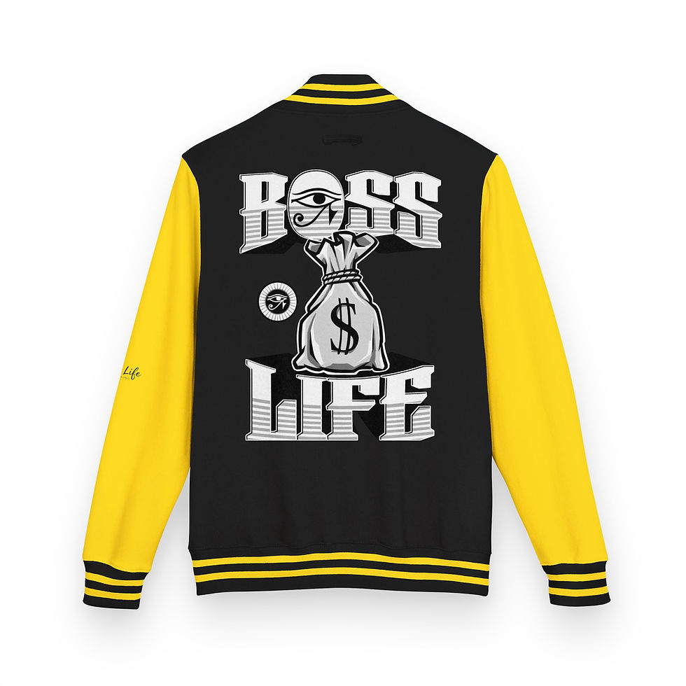 Thumbnail: Boss Life african money bag Heavyweight letterman jacket