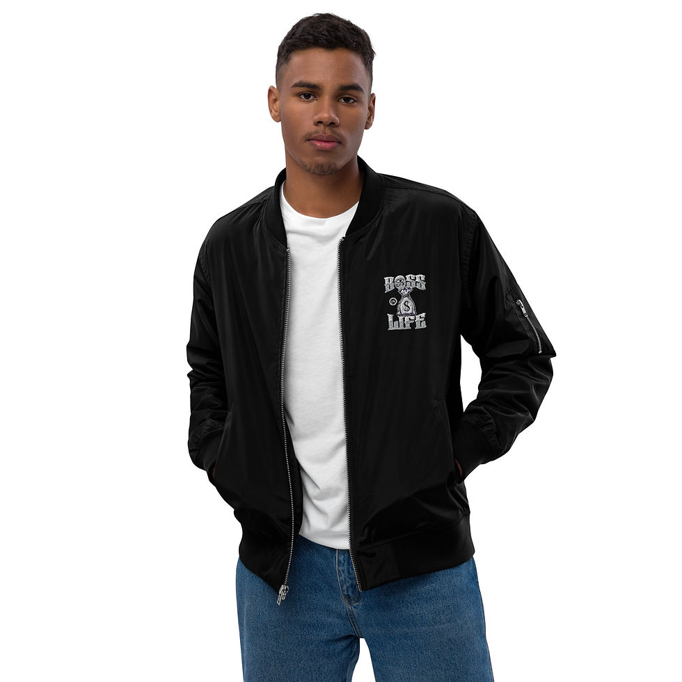 Premium Boss Life bomber jacket(Black WallStreet Empire Clothing Store)