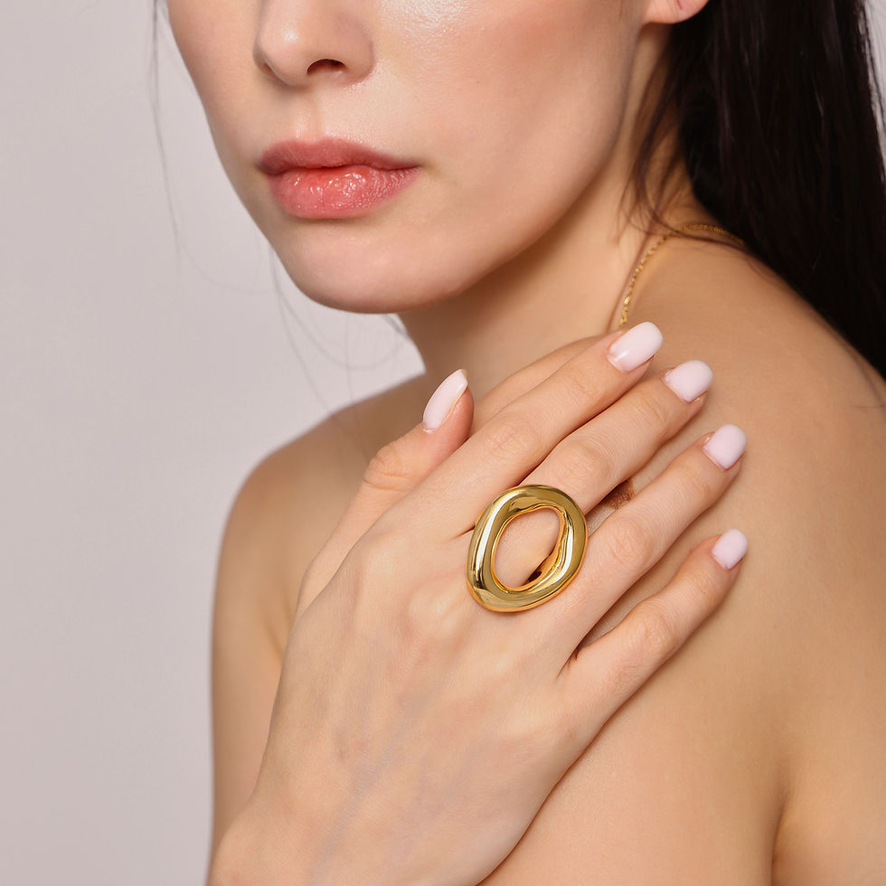 High Quality Stainless Steel Smooth Hollow Big Rings For Women Jewelry