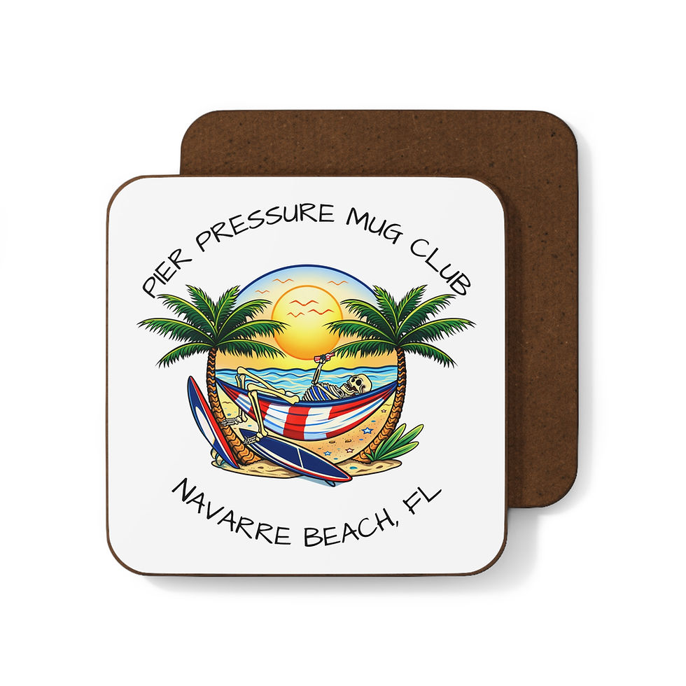 Thumbnail: Navarre Beach Hammock Coaster — "Per Pressure Mug Club" Hardboard Drink Coaster