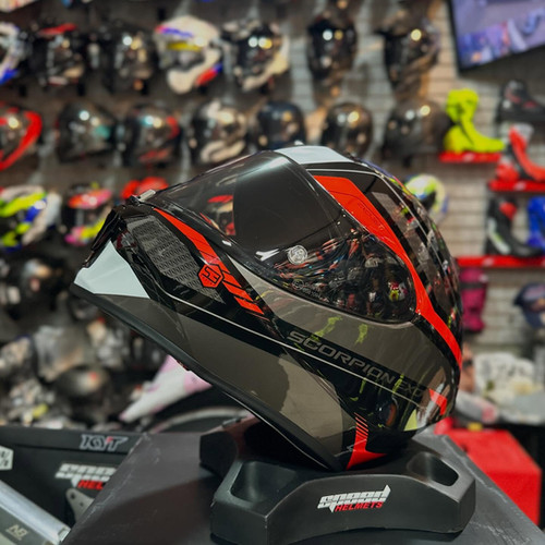 SCORPION EXO-R391 LEO BLACK RED | Speed Helmets