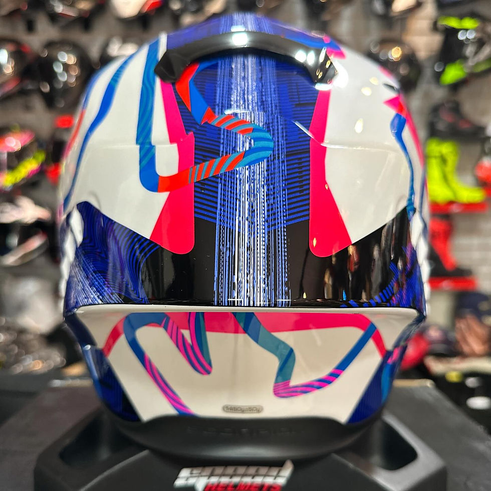 Miniatura: SCORPION EXO-R1 EVO II AIR CORNERING WHITE BLUE PINK