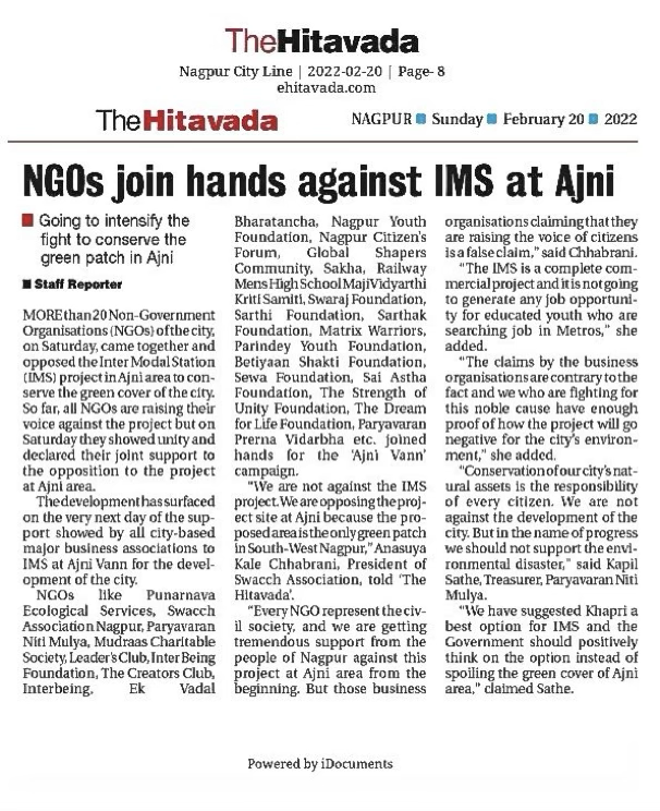 NGOs Rally to Conserve Green Cover: Leaders' Club Joins 'Ajni Vann' Movement
