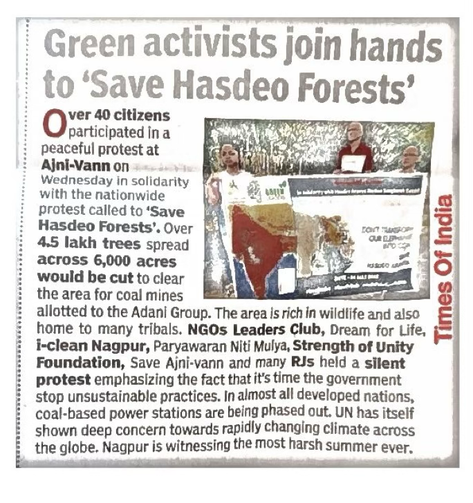 Leaders Club Joins “Save Hasdeo Forests” Protest in Nagpur