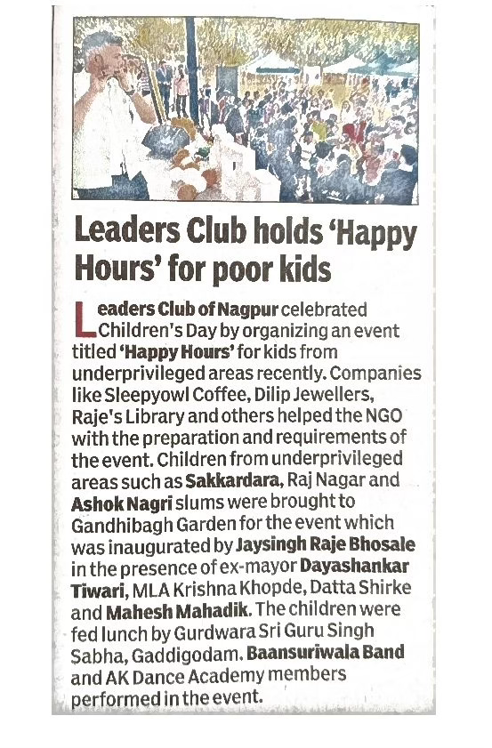 🗞 Children’s Day Joy: Leaders Club Hosts 'Happy Hours' for Underprivileged Kids