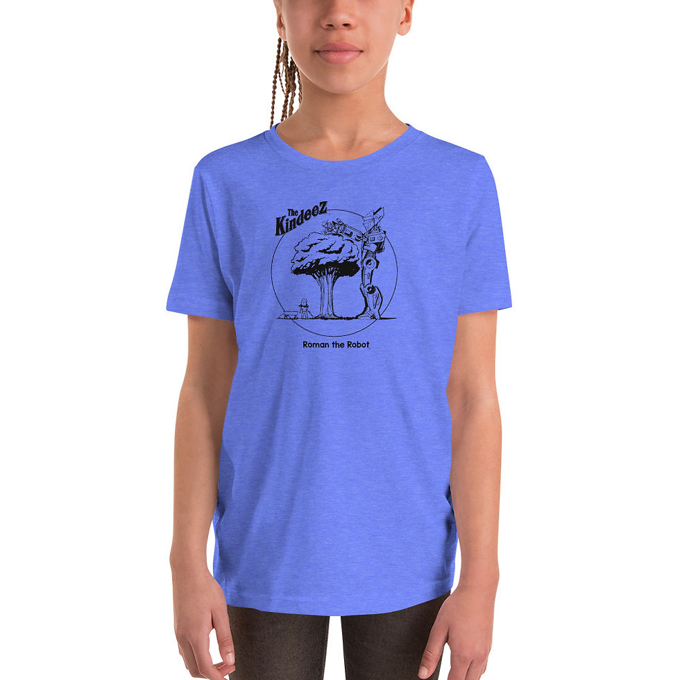 Thumbnail: Roman the Robot Lends a Hand - Black Line Youth Short Sleeve T-Shirt
