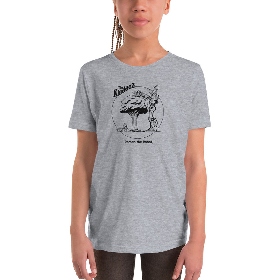 Thumbnail: Roman the Robot Lends a Hand - Black Line Youth Short Sleeve T-Shirt
