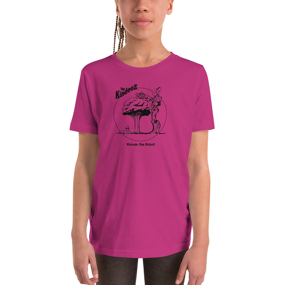 Thumbnail: Roman the Robot Lends a Hand - Black Line Youth Short Sleeve T-Shirt