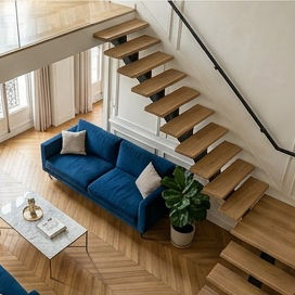 Miniature : Escalier limon central One quart tournant palier de plongeante