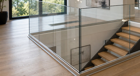 Garde-corps en verre sur mesure pour escalier intérieur