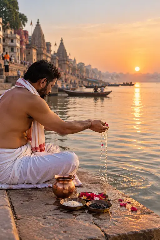 MahaTarpan Tarpan ritual for ancestors in Varanasi