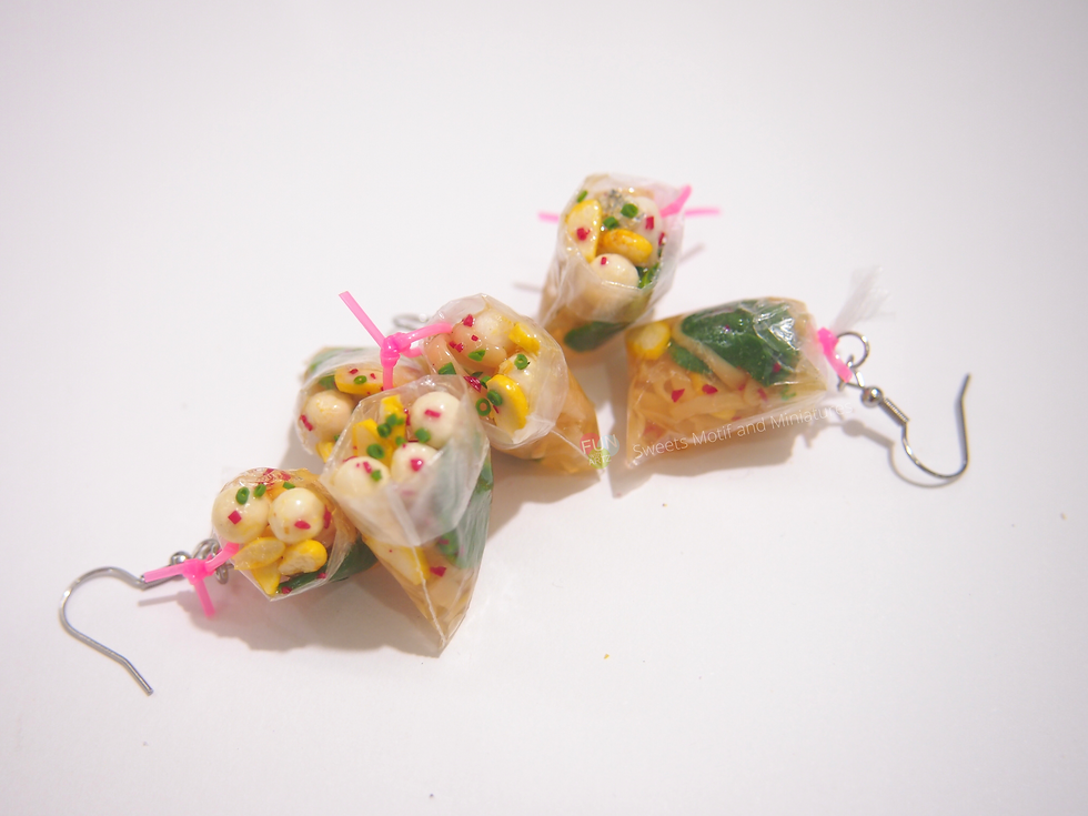 サムネイル： Jewelry - Miniature Noodles Take Away Earrings