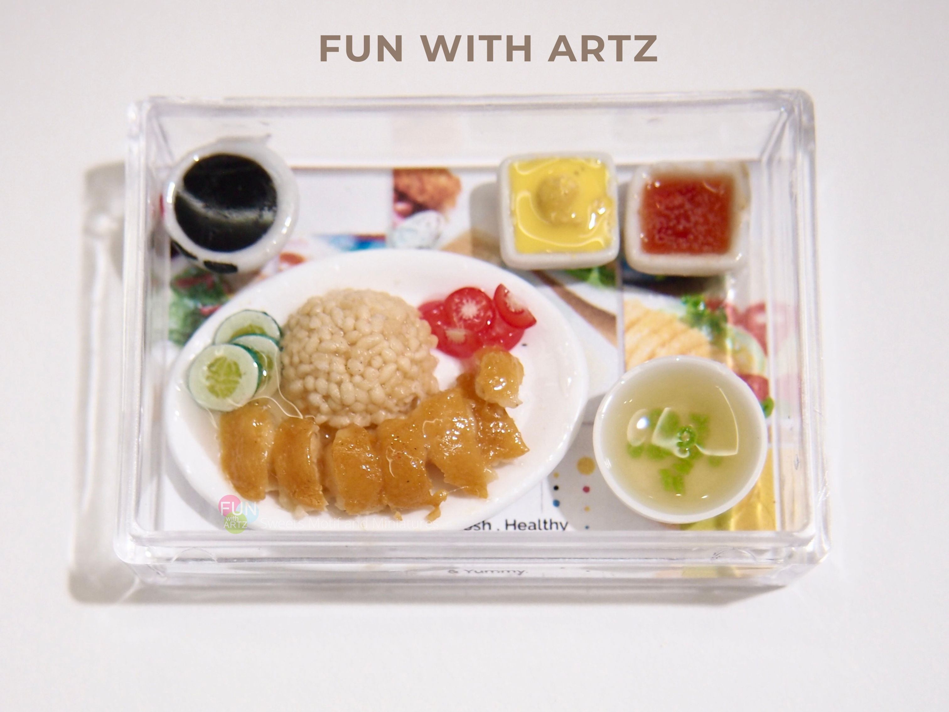 Miniature Clay Chicken Rice set/Chicken Rice Magnet