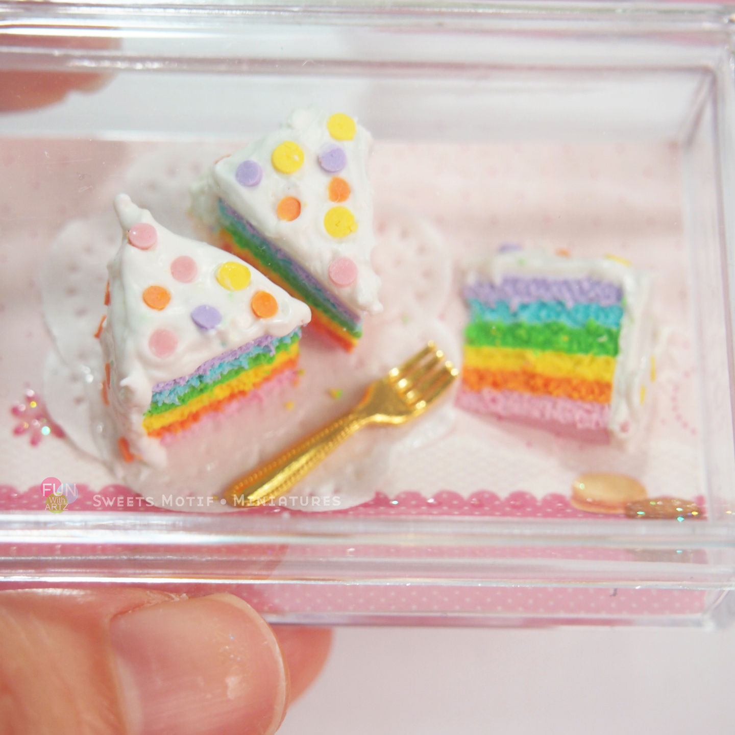 Dollhouse Display Miniature Polymer clay Rainbow Cake