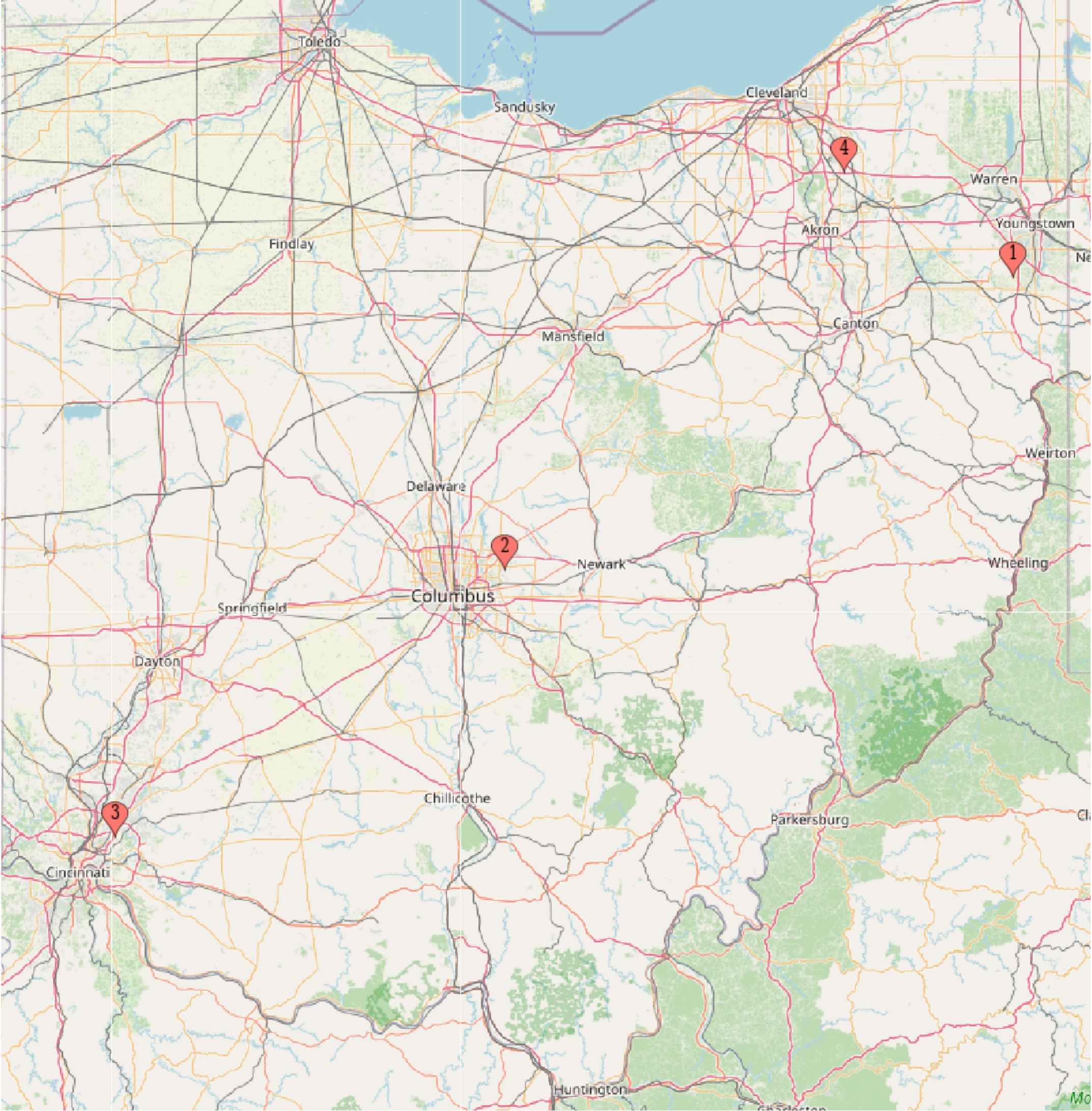 This map of Ohio highlights our locations.