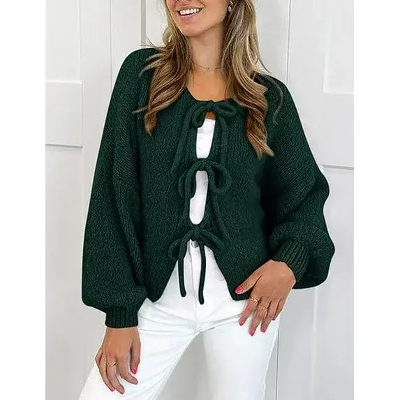 Women's Tie Front Bow Cardigan
