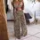 Thumbnail: Women Summer Bohemian Floral Print Sexy Crop Tops+Pants Wide Leg