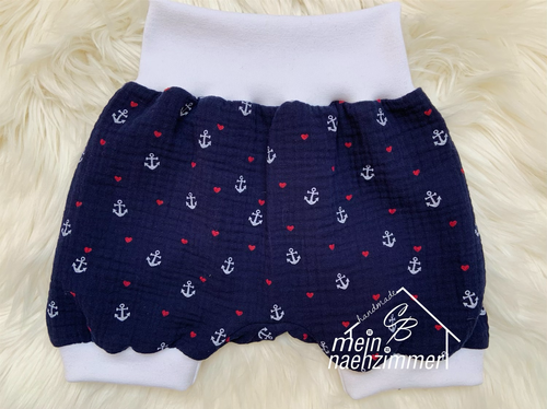 Kurze Pumphose aus Musselin Ankerherz HOME