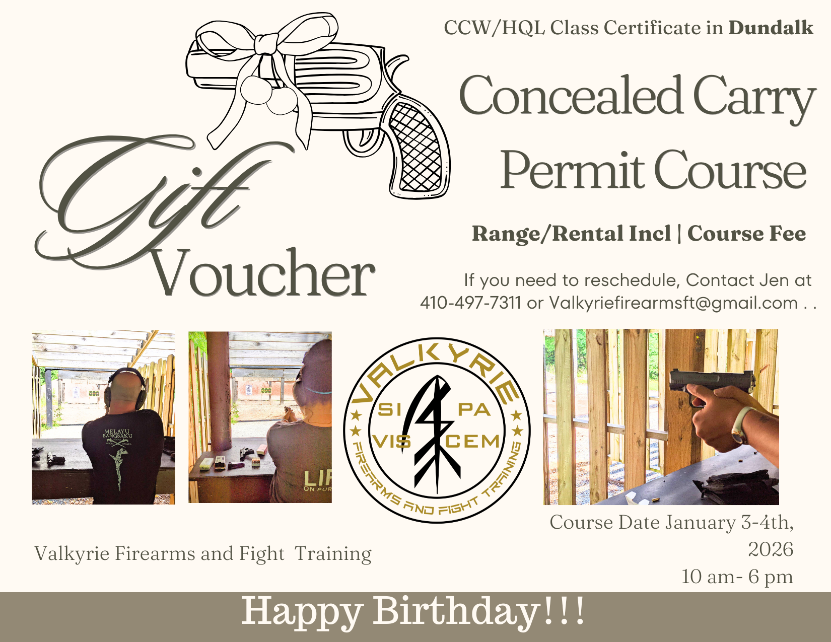 Gift Certificate for CCW/HQL Permit Course