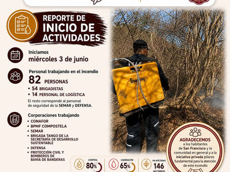 Protección Civil y Bomberos de Bahía de Banderas avanza en control de incendio en San Pancho