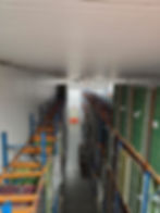 Stacked boxes in a cold storage gallery warehouse