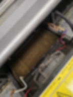 Industrial gallery machine components with wiring and fan