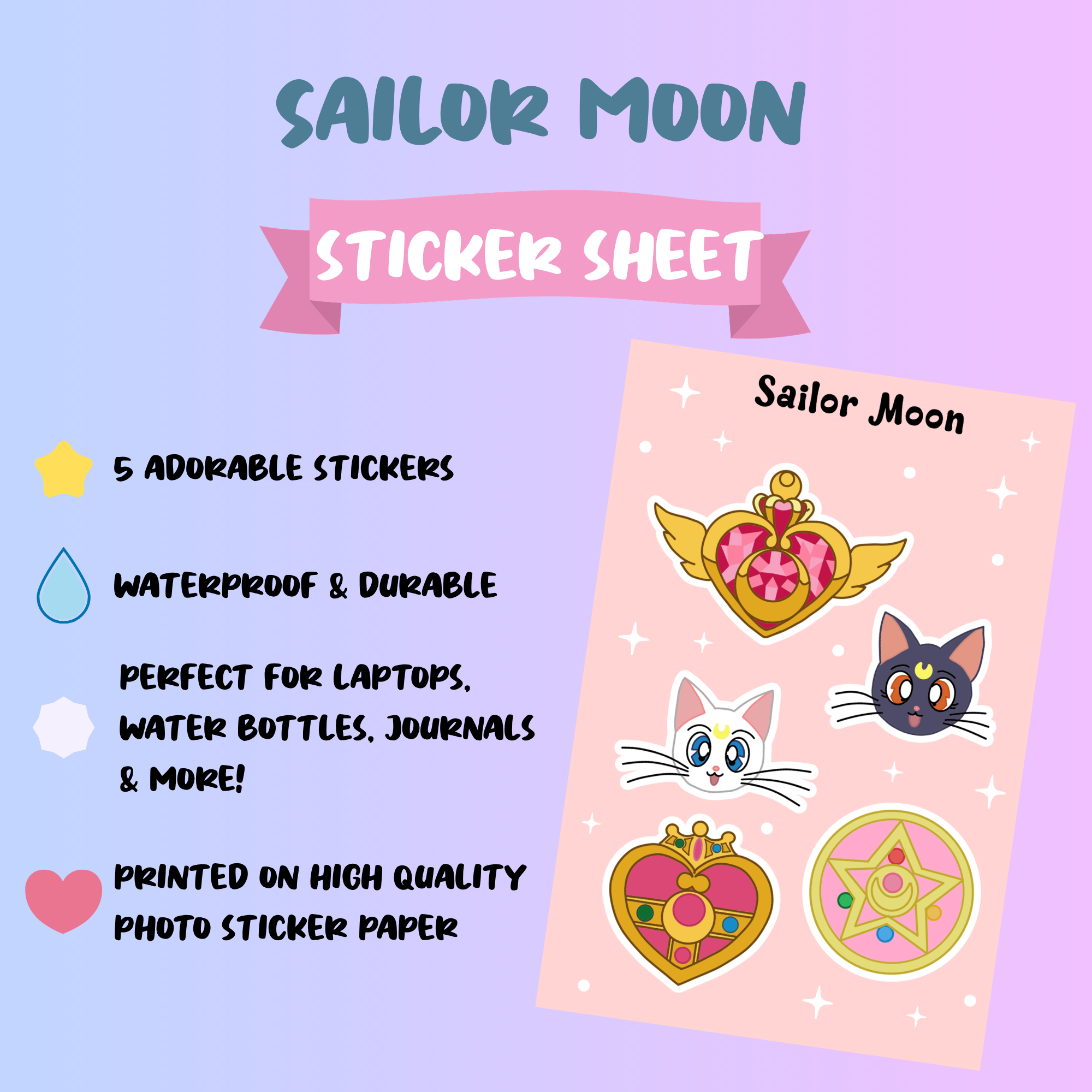 Sailor Moon Sticker Sheets | Kawaii | Gift Ideas