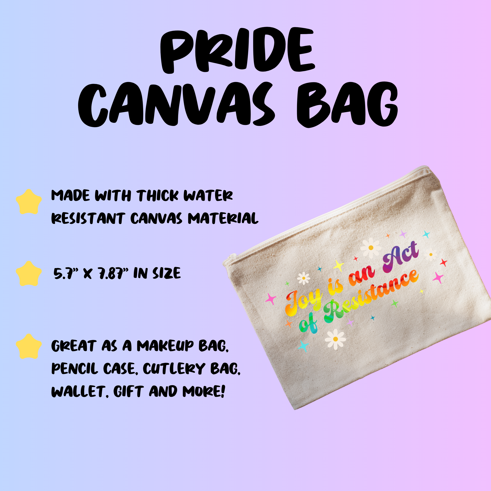 Joy is an Act of Resistance Cosmetic Bag | Pride | Pride Month | Pencil Case