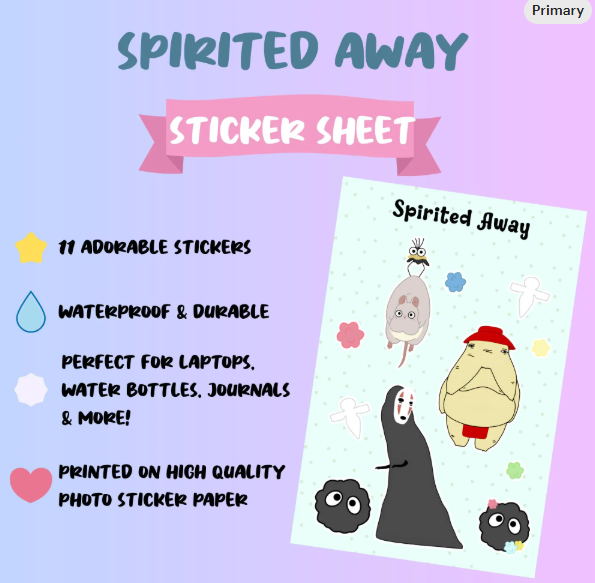 Spirited Away Sticker Sheets | Studio Ghibli | Kawaii | Gifts Ideas
