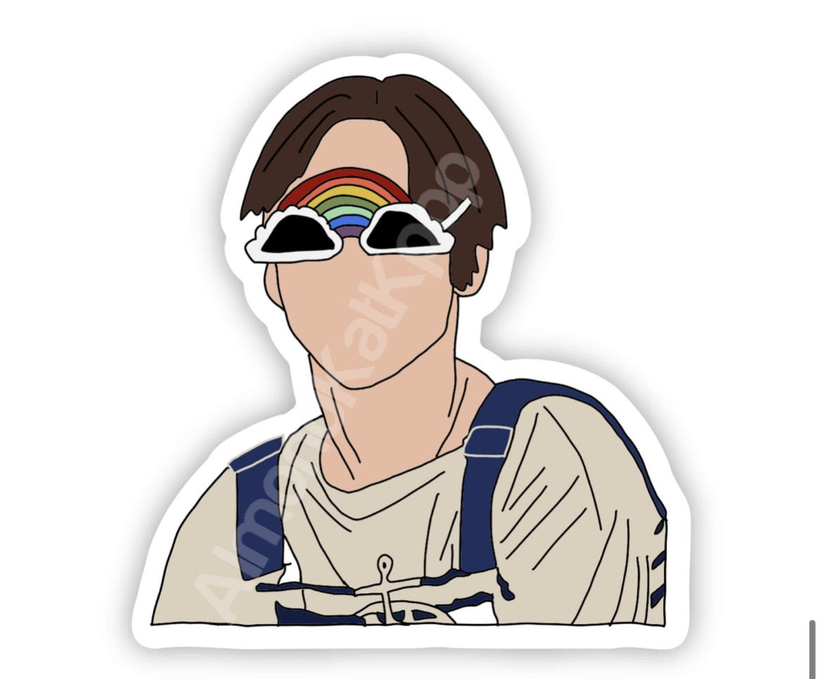 Yunho Rainbow Sunglass Meme Sticker | Ateez Sticker | Kpop Stickeri