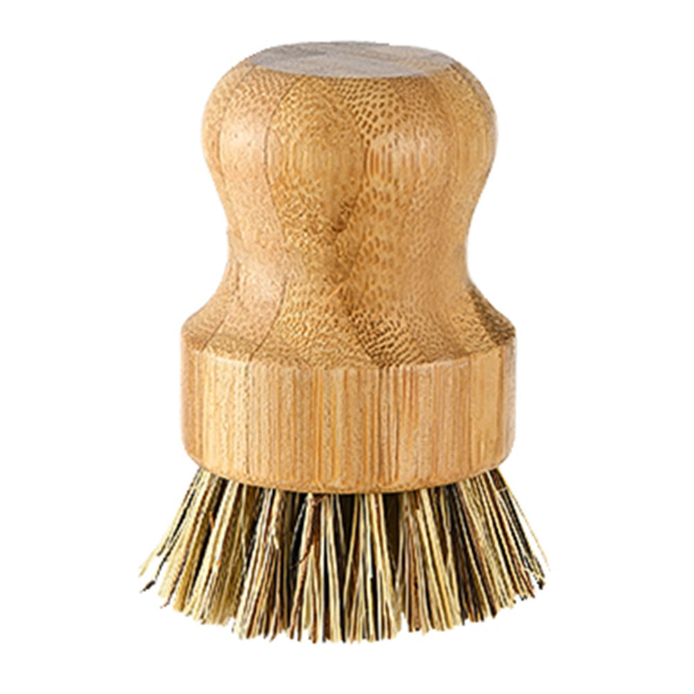 Bamboo Cleaning Brushes with Round Handles for Kitchen