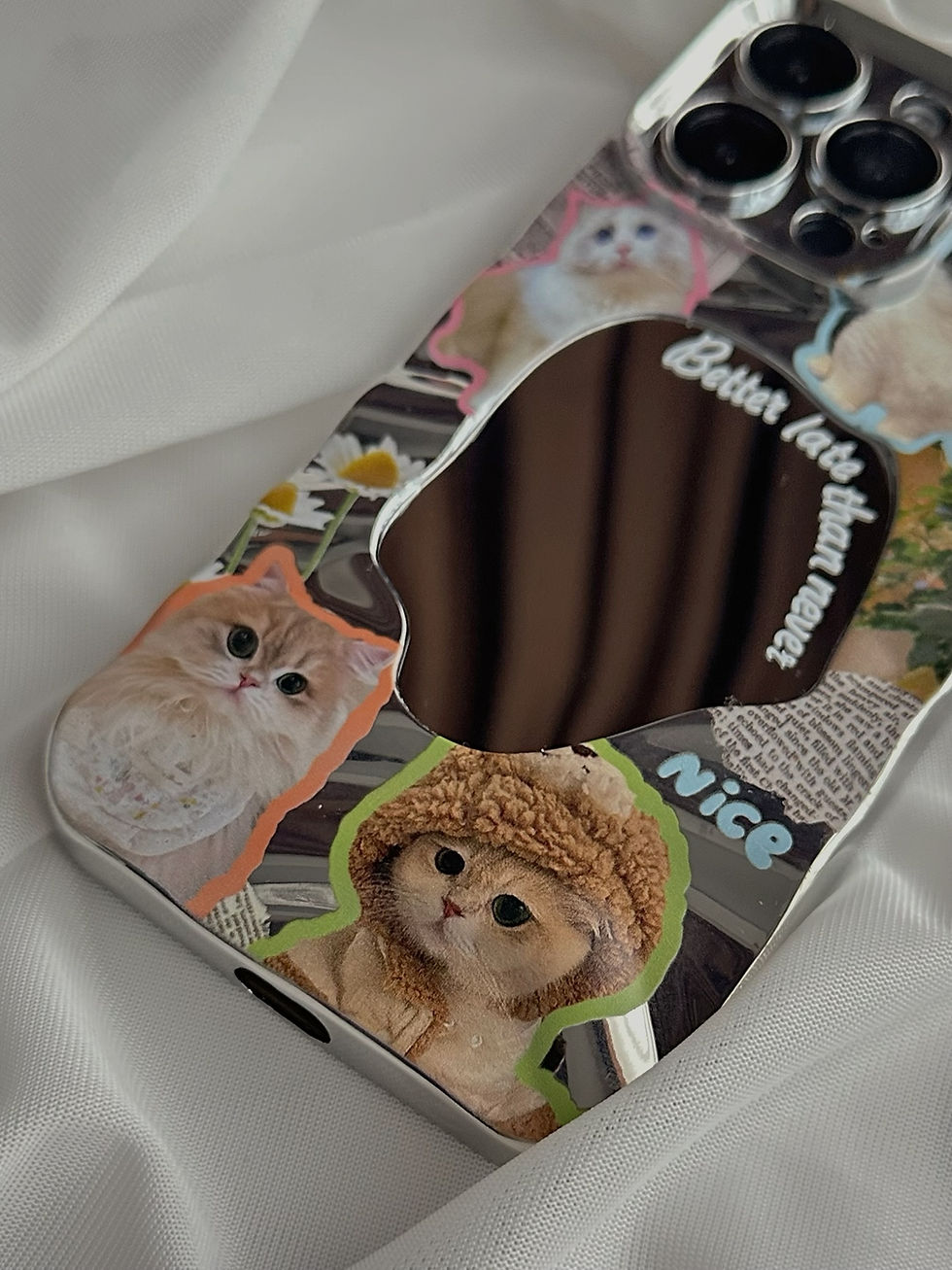 Trendy iPhone 14 case with a playful cat pattern. Elevate your phone's style."