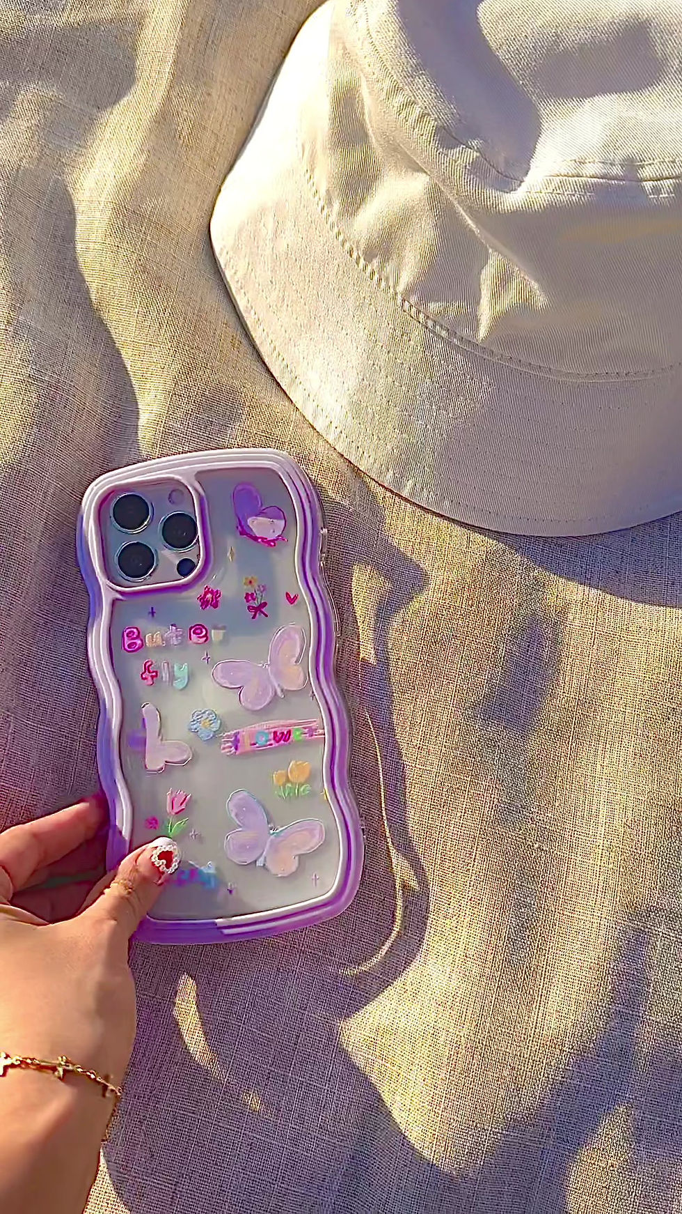 Thumbnail: Cute Cloud Shape Wavy Butterfly Flower Lilac Bumper Case