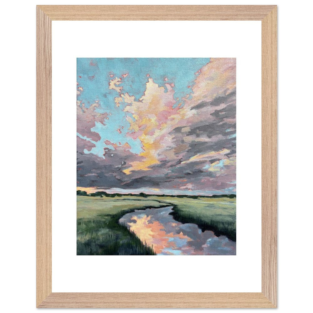 Sunset on the Dykes- Premium Wooden Framed Poster