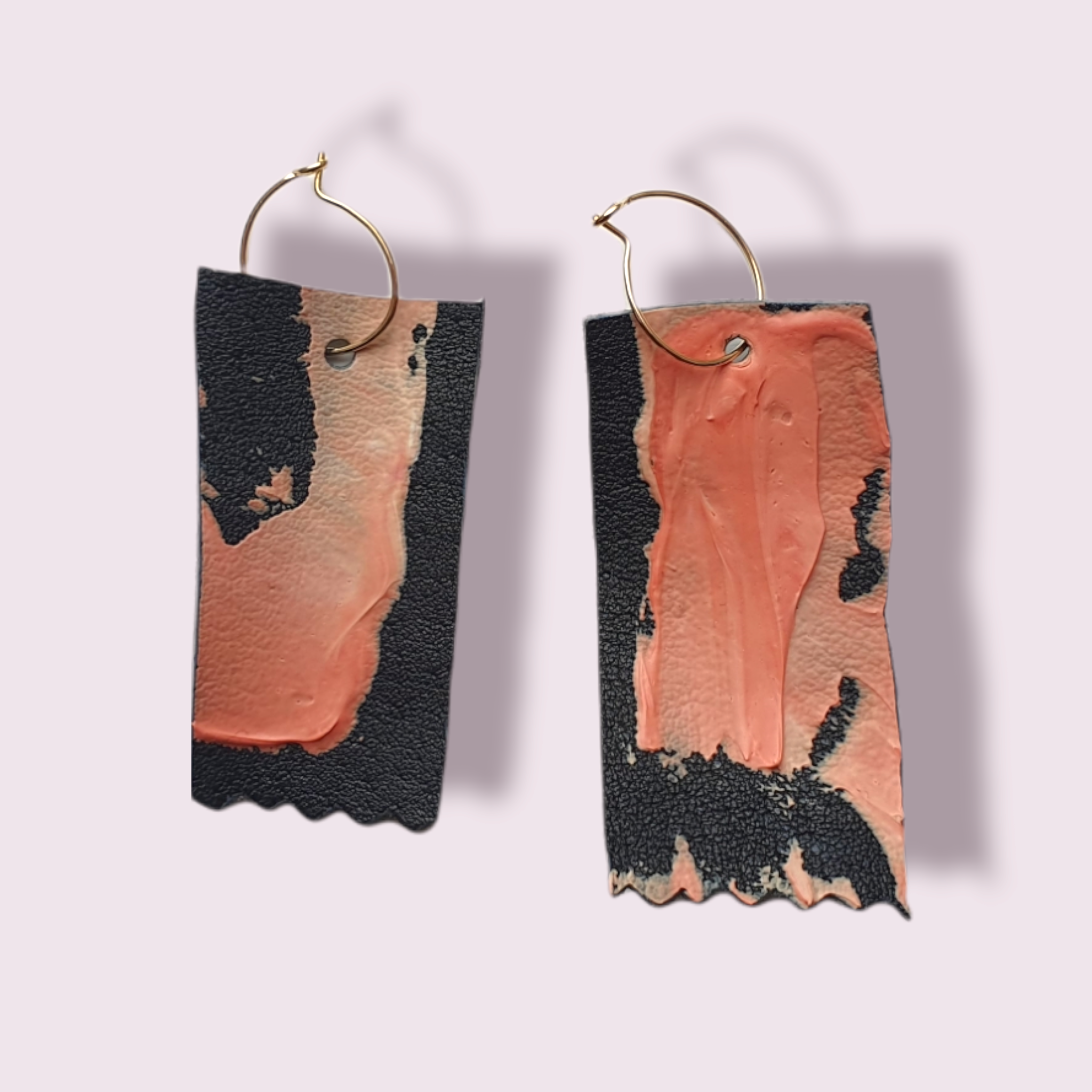 Recycled leather earrings- candy texture