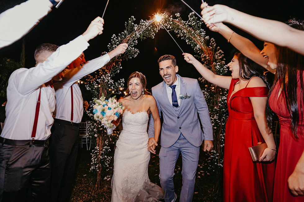 Happy couple at the reception