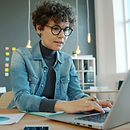 Woman working on laptop