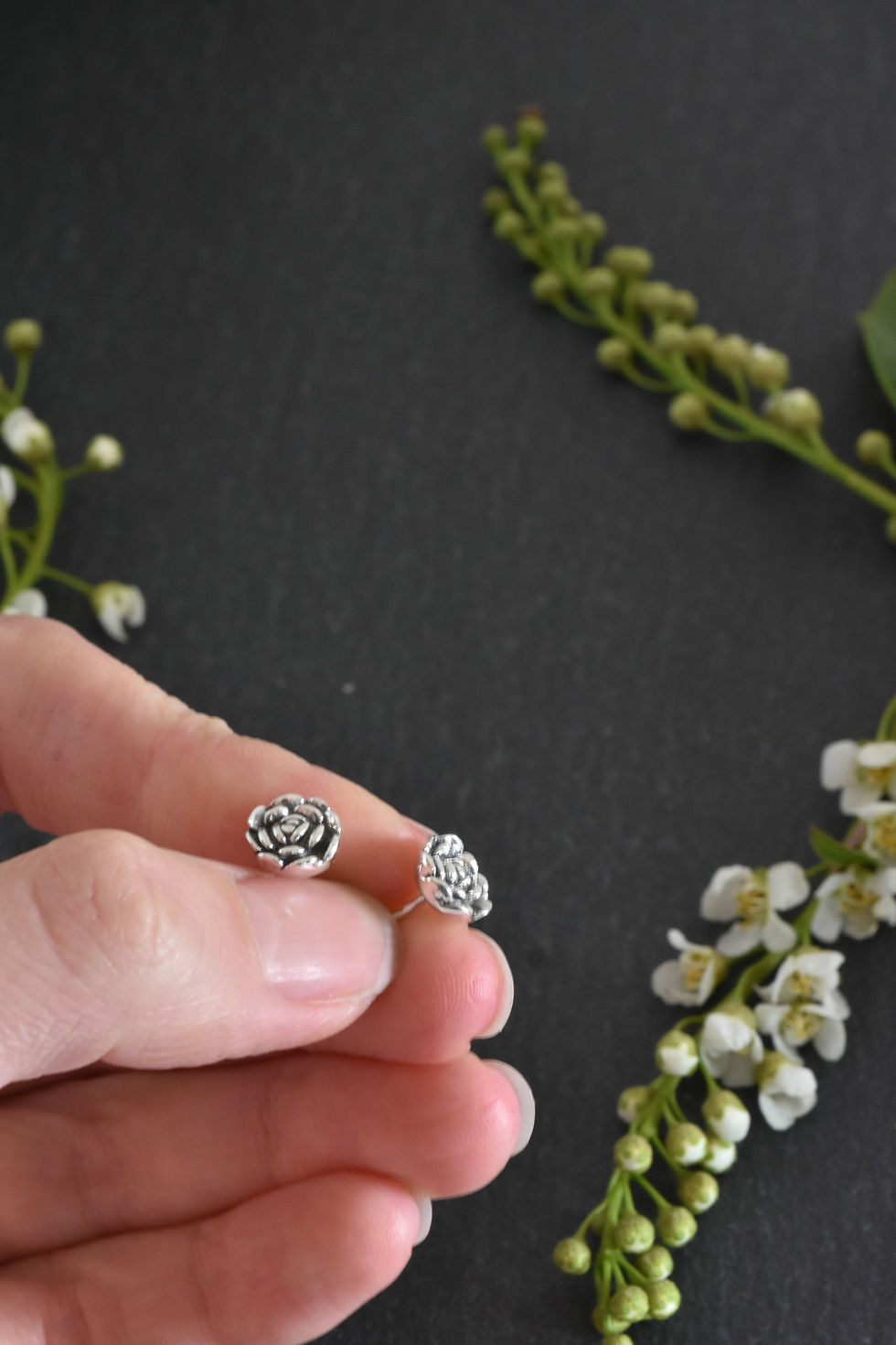 Thumbnail: silver flower earrings
