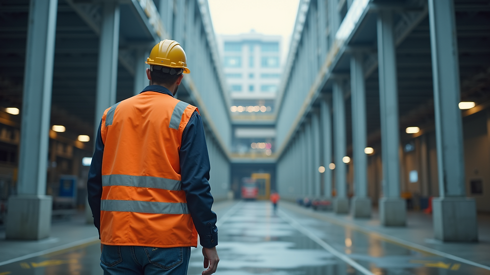Eye-level view of a building safety audit in progress