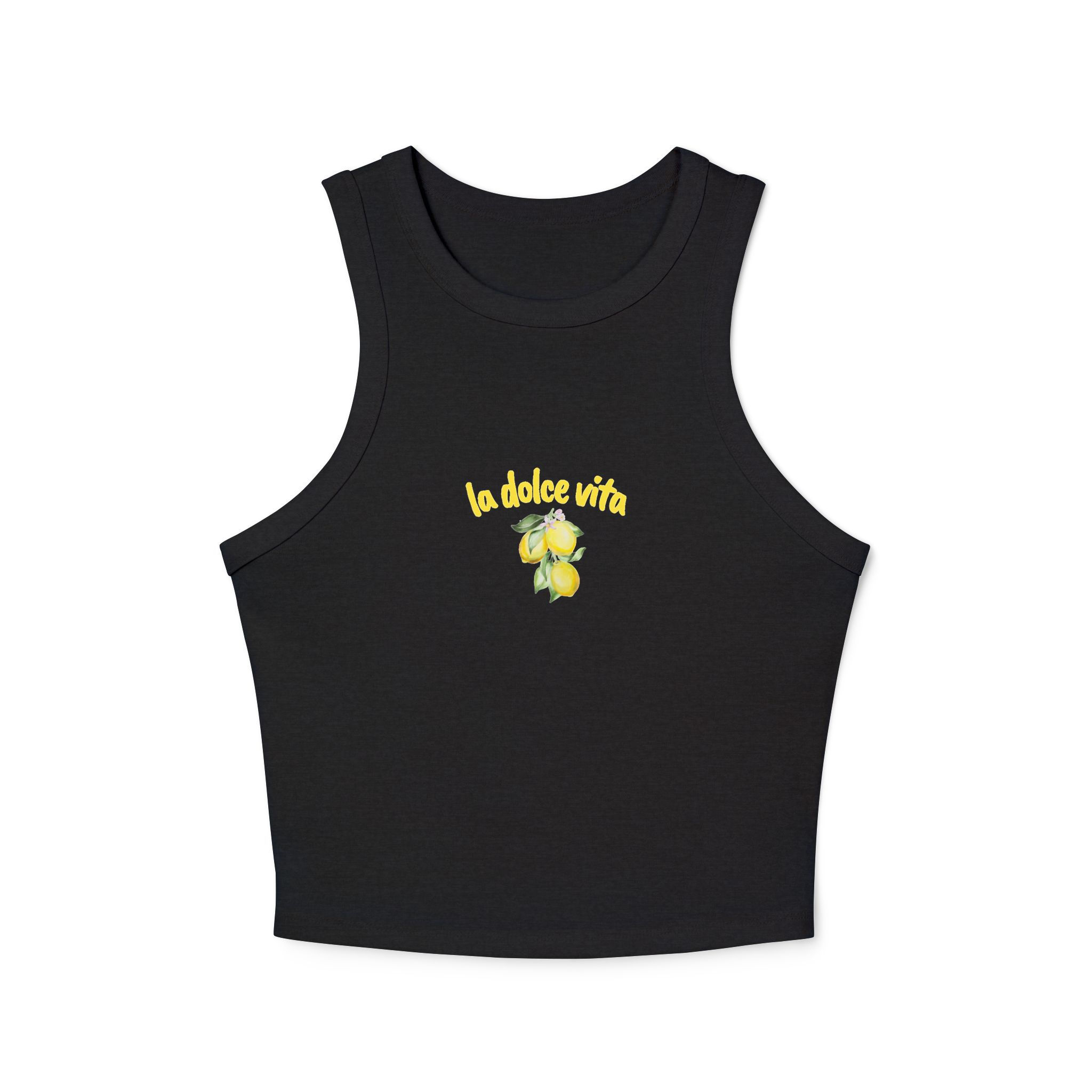 La Dolce Vita Crop Top, Women's Micro Rib Racer Tank Top