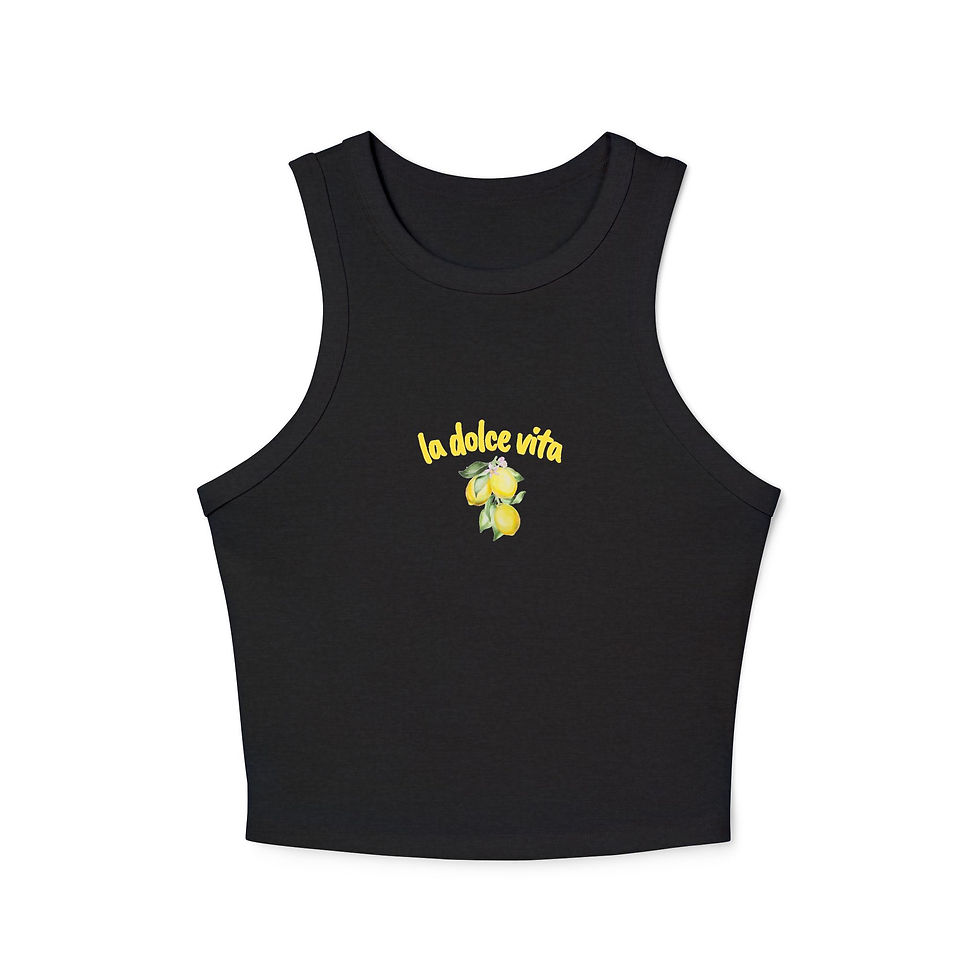 Thumbnail: La Dolce Vita Crop Top, Women's Micro Rib Racer Tank Top