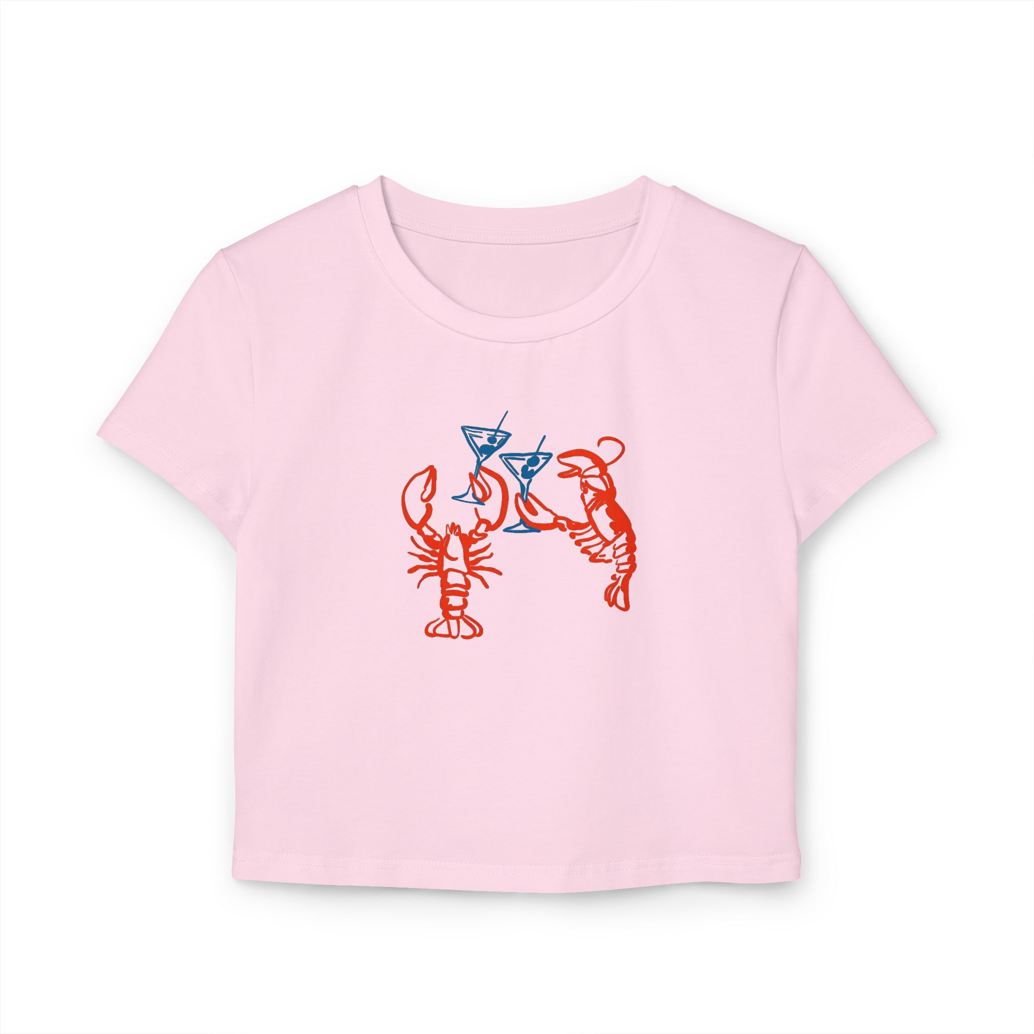 Lobster Cocktail Women's Baby Tee — Retro Seafood Summer Graphic Tee