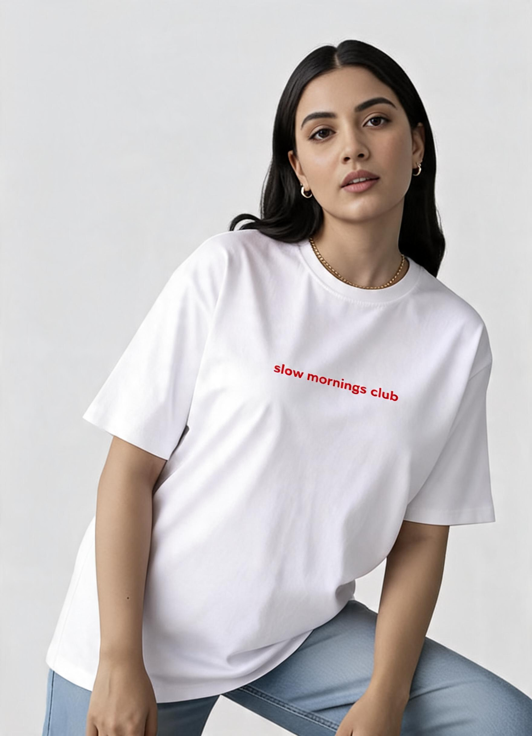 Slow Mornings Club T Shirt, Minimalist Aesthetic Tee