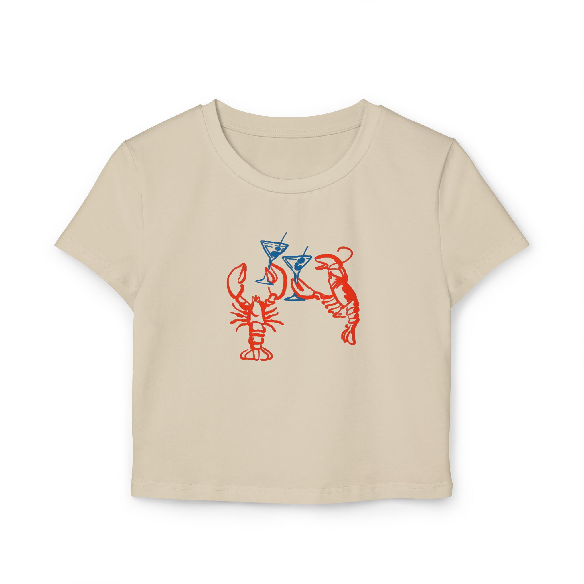Lobster Cocktail Women's Baby Tee — Retro Seafood Summer Graphic Tee