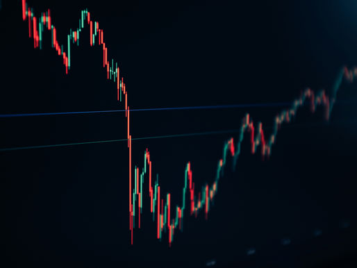 Stock market chart representing supply and demand dynamics.
