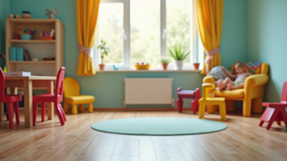 Eye-level view of a therapy room with colourful play equipment