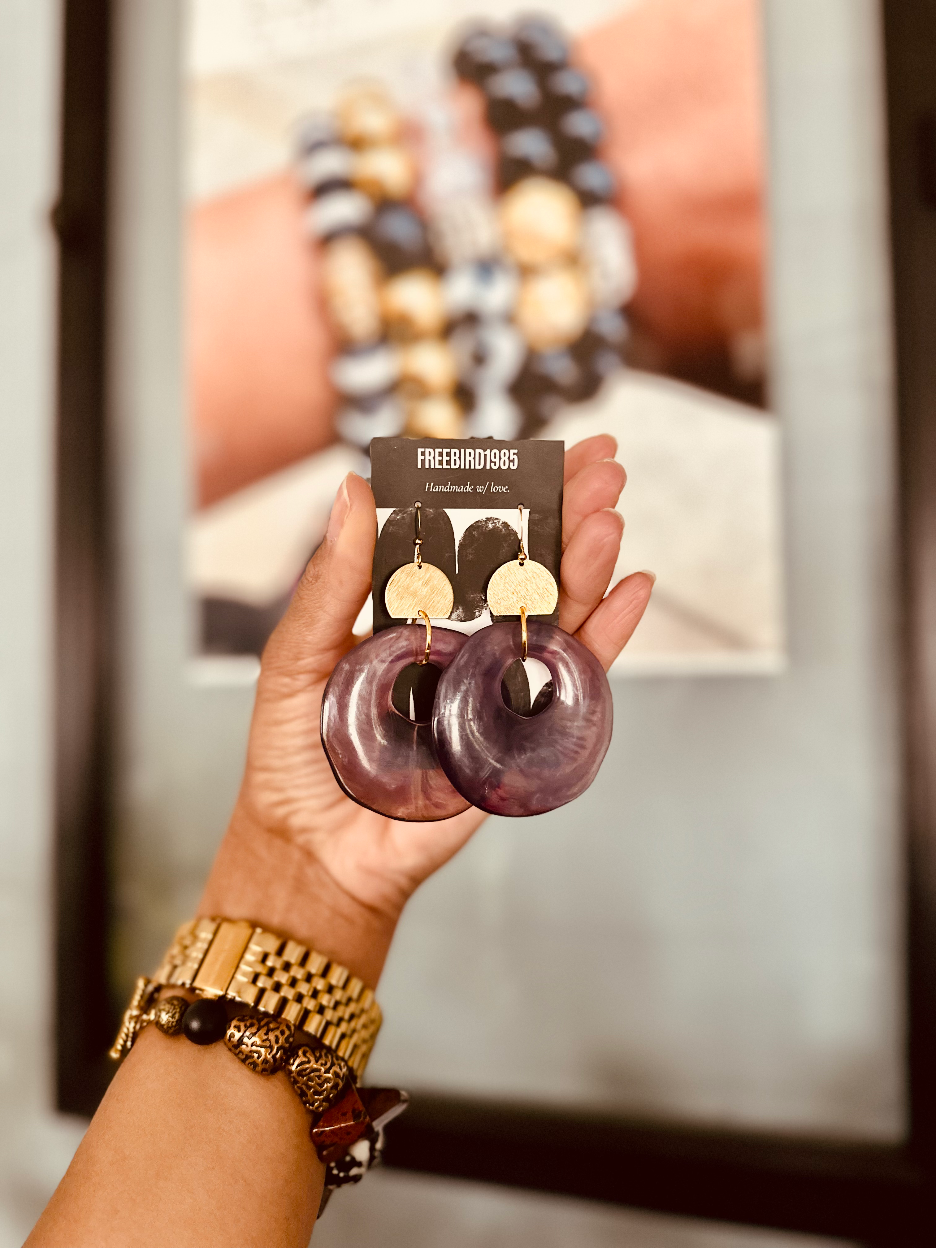 Purple Lucite Earrings