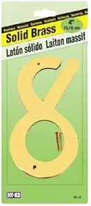Hy-Ko BR-40/8 4" Solid Brass #8 House Number