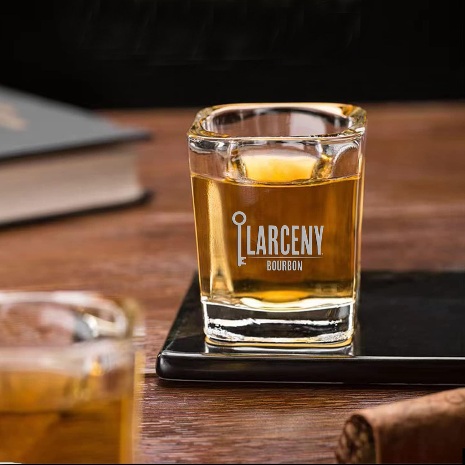 LARCENY Whiskey Shot Glass