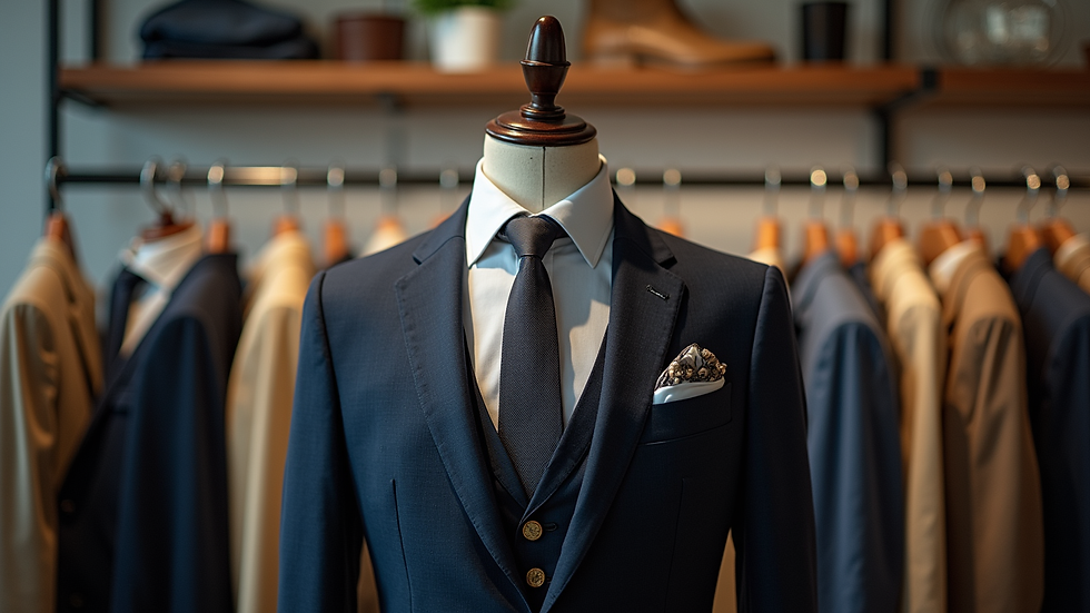 Eye-level view of a stylish men's outfit on a mannequin